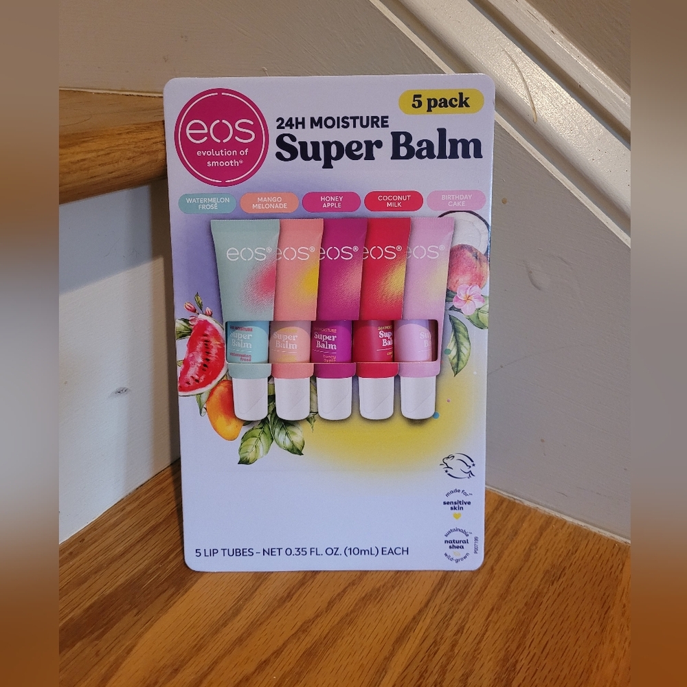 NEW eos 5-Pack Super Balm 24 Hour Moisture Lip Tubes